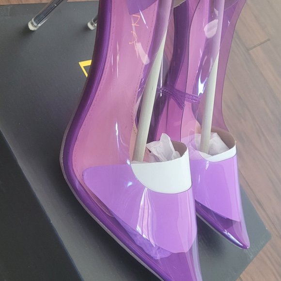 Purple Transparent 4 inch Heels - Picture 2 of 4